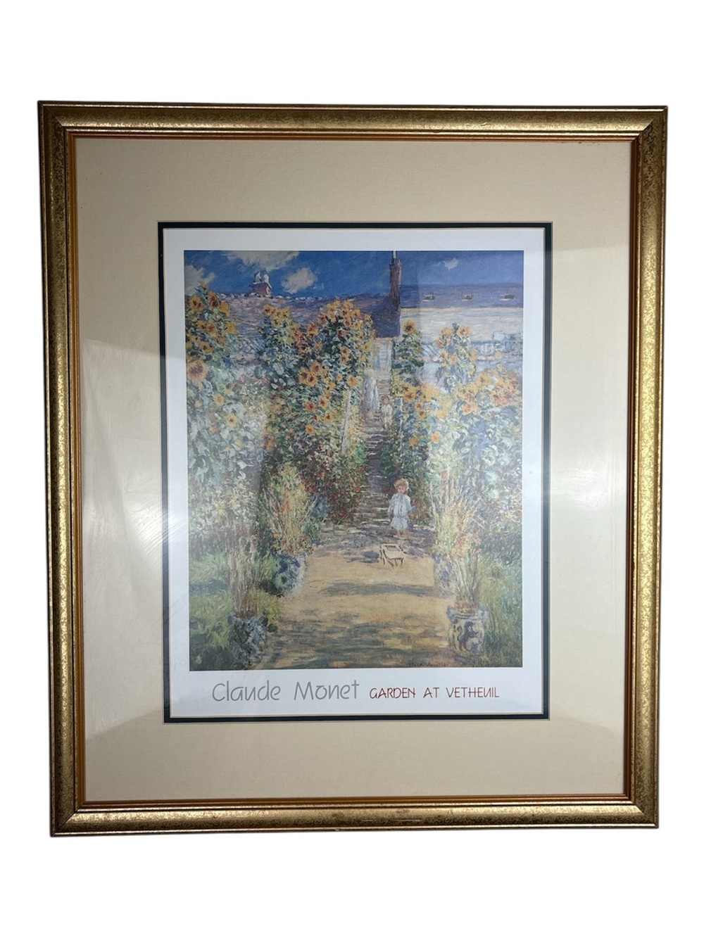 Claude Monet 'Garden at Vetheuil' Framed Art Print in Gold Frame 23x27